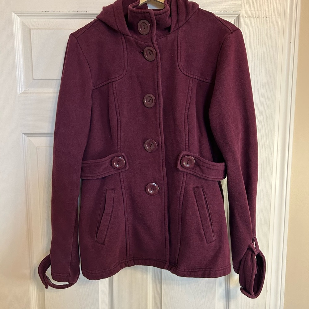 Burgundy Button-Up Coat